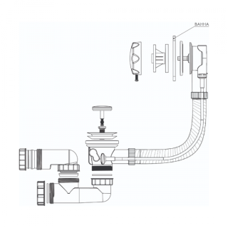 Слив-перелив для ванны BETTOSERB 125315 полуавтомат с поворотной латунной накладкой